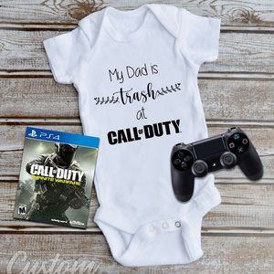 Baby Onesie - My Dad is Trash at Call of Duty